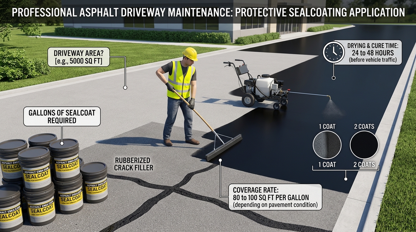 Asphalt Sealcoating Gallons and Protective Driveway Maintenance Guide
