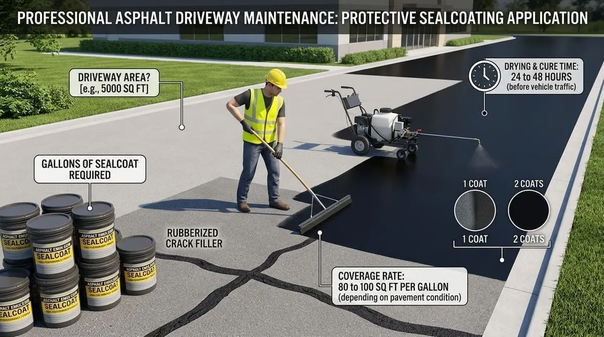 Asphalt Sealcoating Gallons and Protective Driveway Maintenance Guide