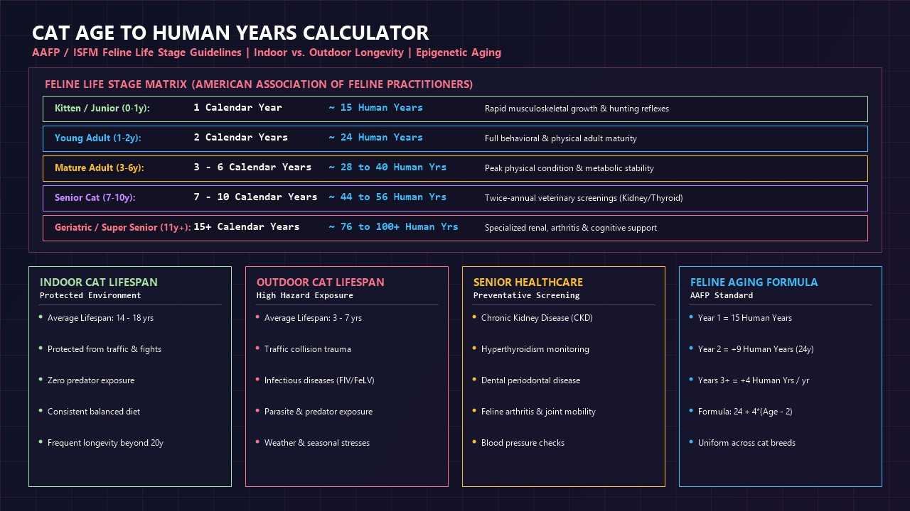 Cat Age to Human Years Calculator Infographic