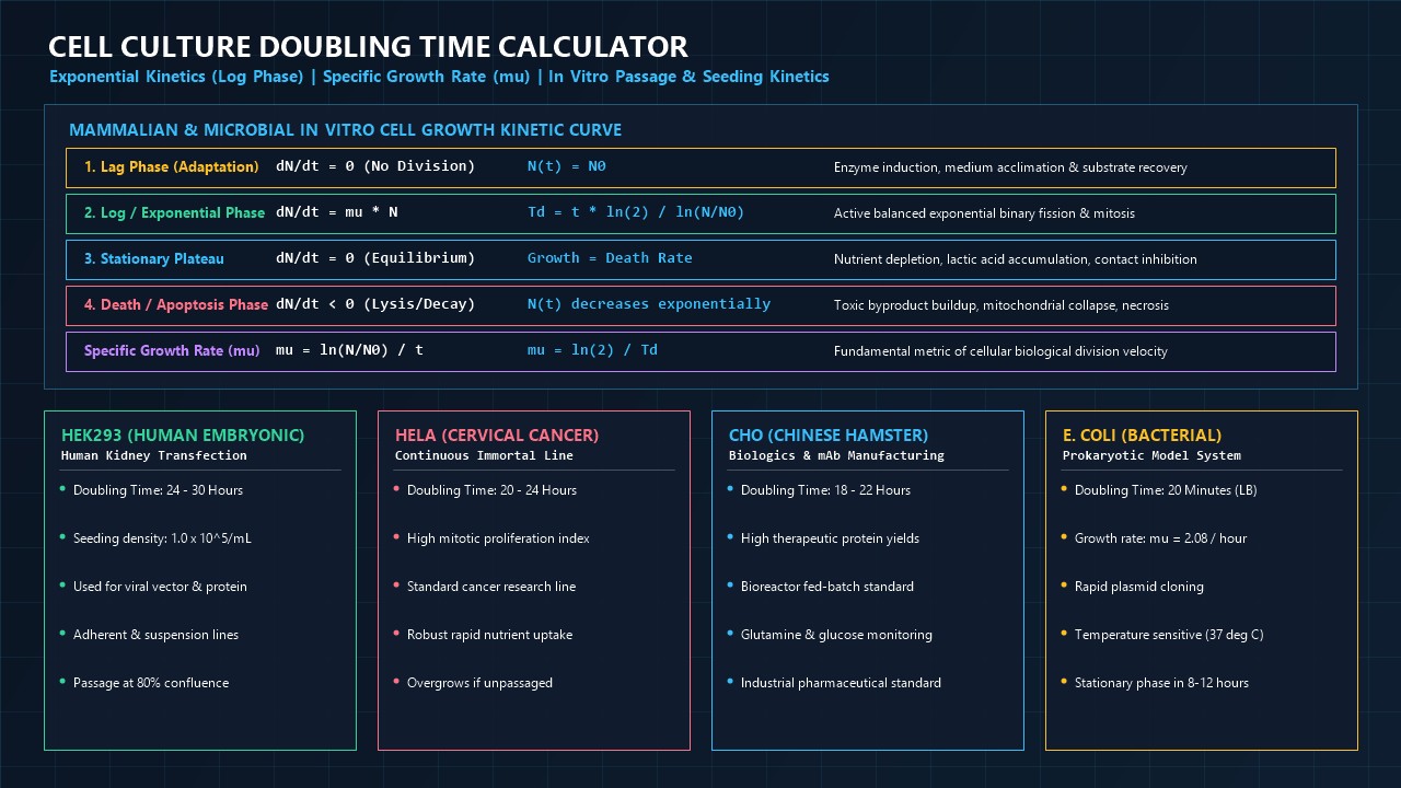 Cell Culture Doubling Time Calculator Infographic