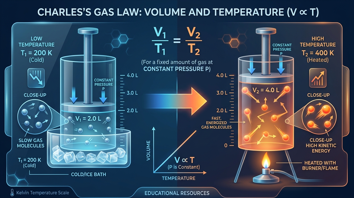 Charles's Gas Law: Volume and Temperature Infographic