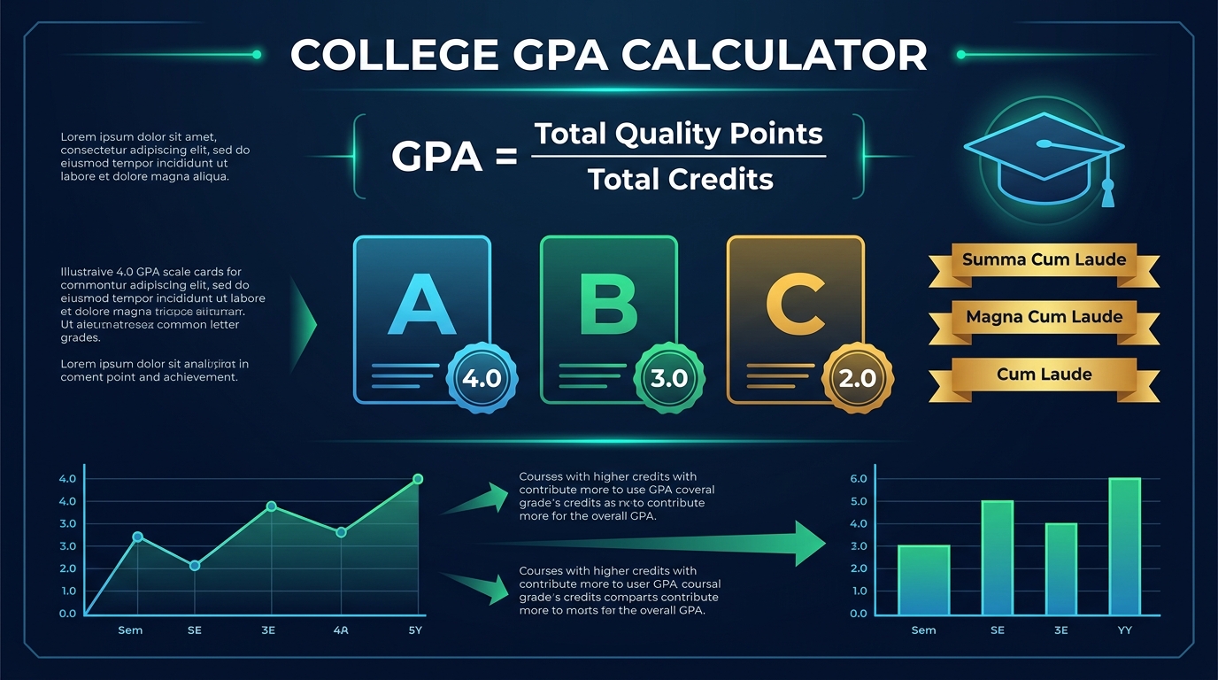 College GPA and Grade Point Calculator Infographic