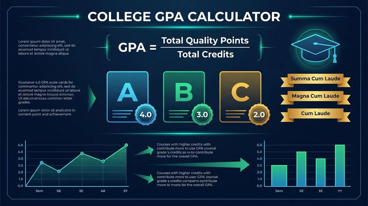 College GPA and Grade Point Calculator Infographic