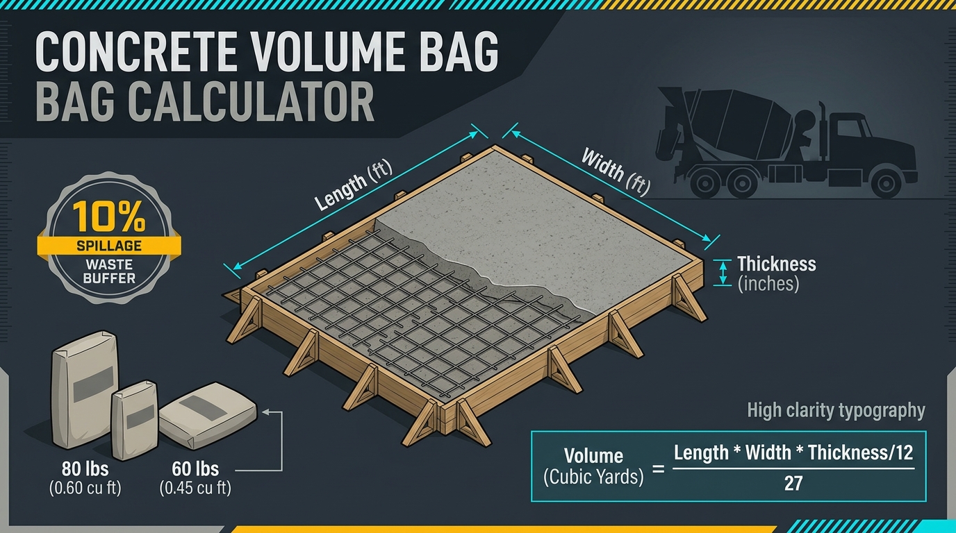 Concrete Volume Bag Calculator Infographic