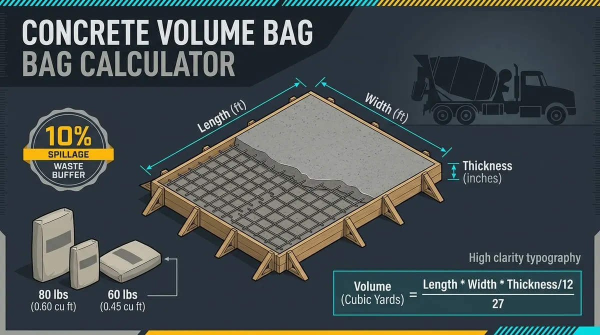 Concrete Volume Bag Calculator Infographic