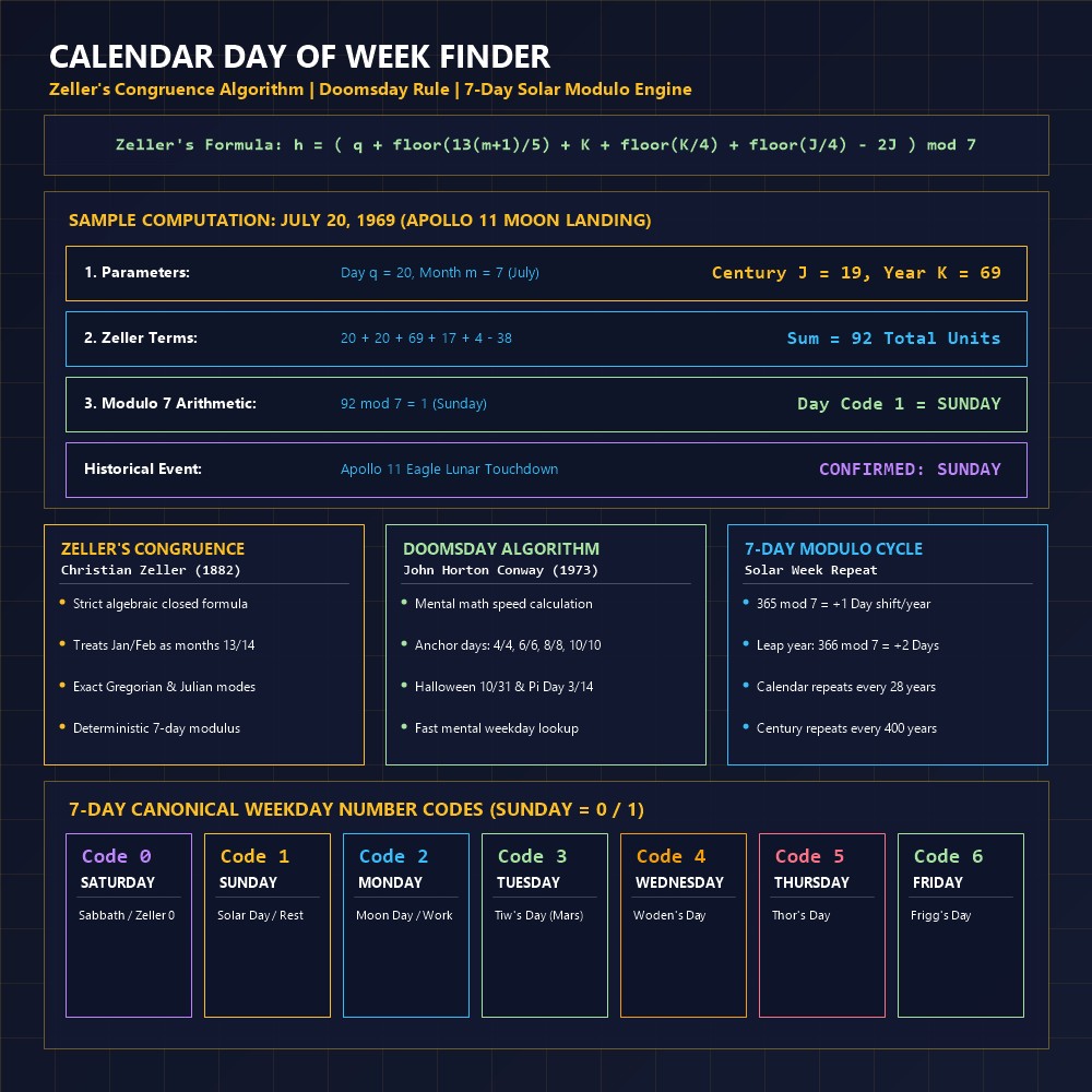 Calendar Day of Week Finder Infographic