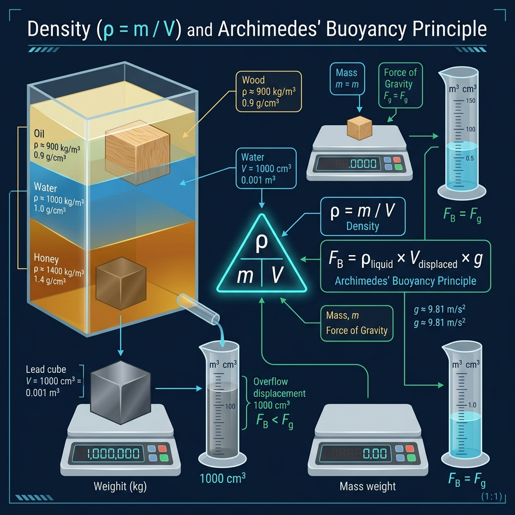 Understanding Density Formula and Buoyancy Infographic