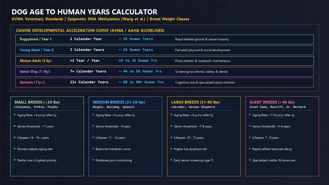 Dog Age to Human Years Calculator Infographic