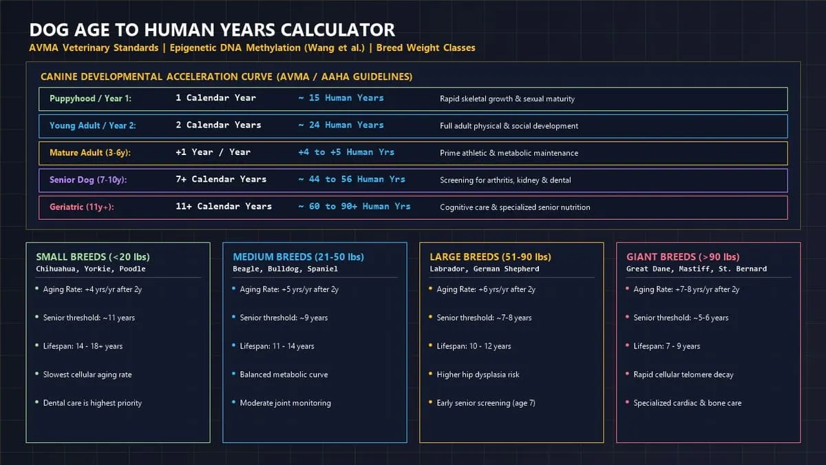 Dog Age to Human Years Calculator Infographic