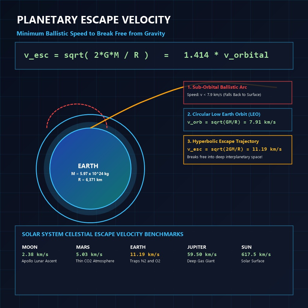 Planetary Escape Velocity Trajectories and Celestial Benchmarks