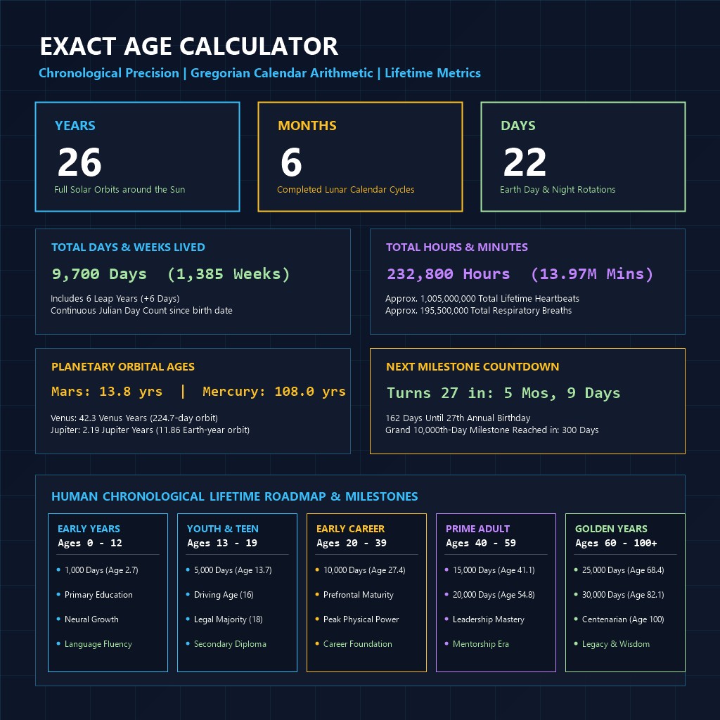 Exact Age and Chronological Lifetime Timeline Infographic