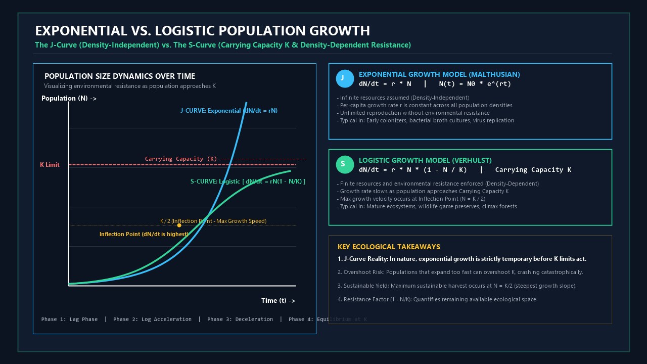 Exponential vs Logistic Population Growth Comparison