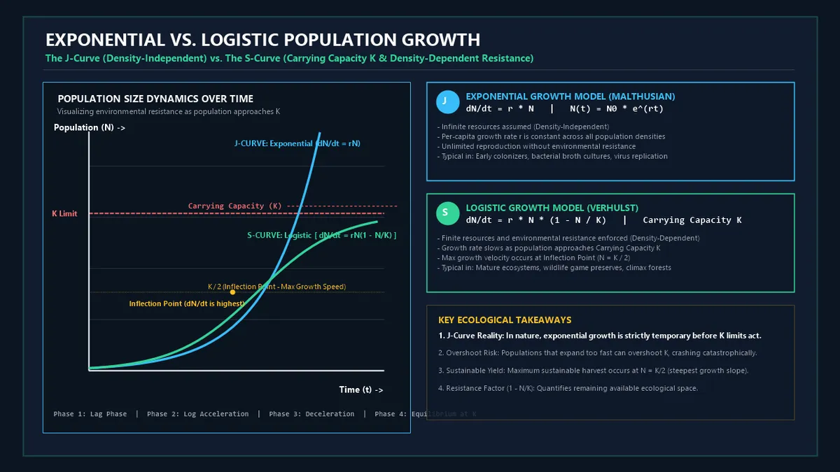 Exponential vs Logistic Population Growth Comparison