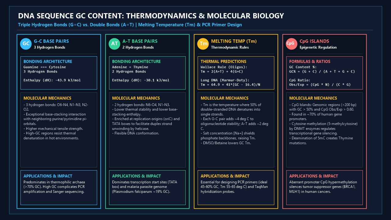DNA Sequence GC Content: Thermodynamics and Molecular Biology