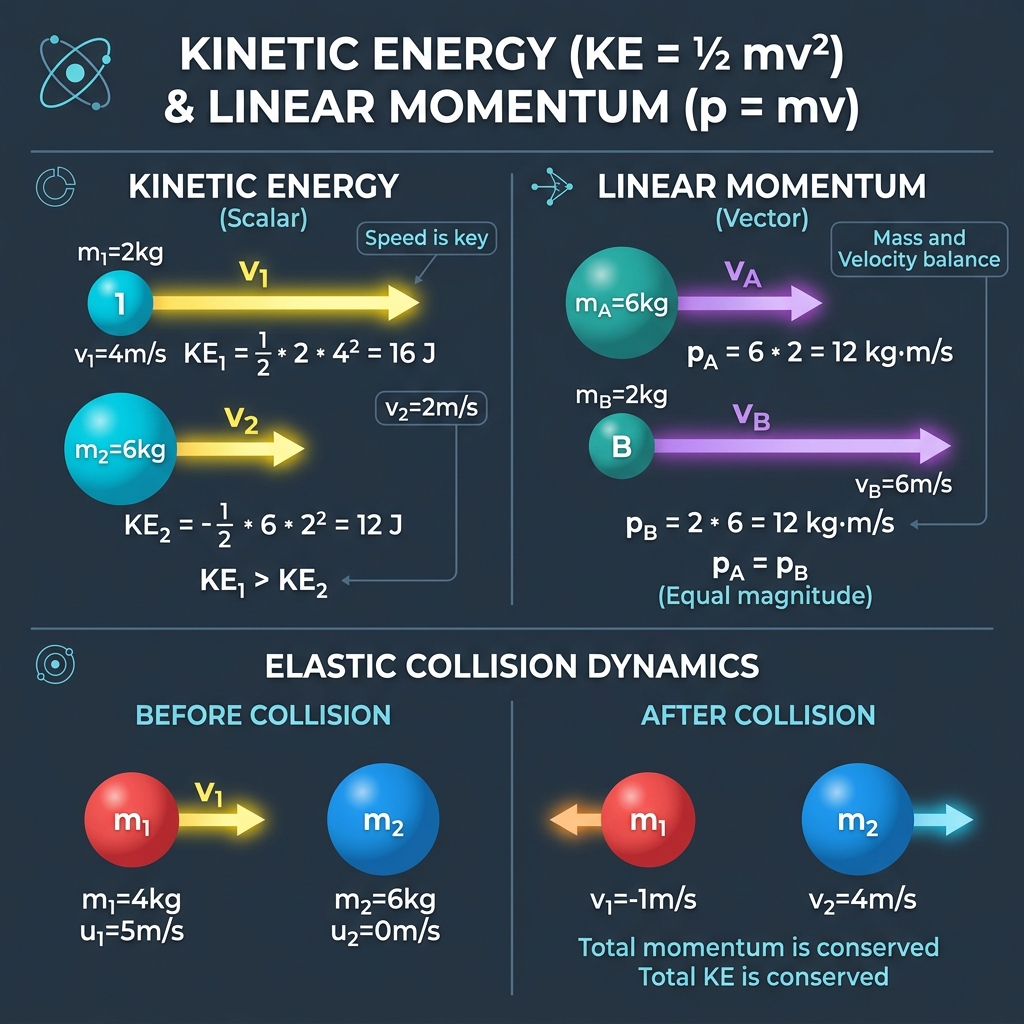 Kinetic Energy and Linear Momentum Dynamics