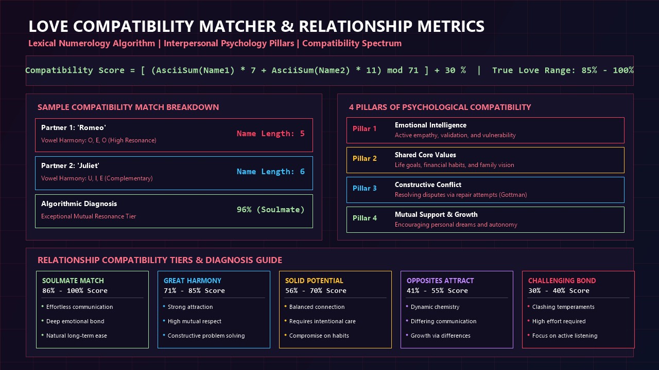 Love Compatibility Matcher Calculator Infographic