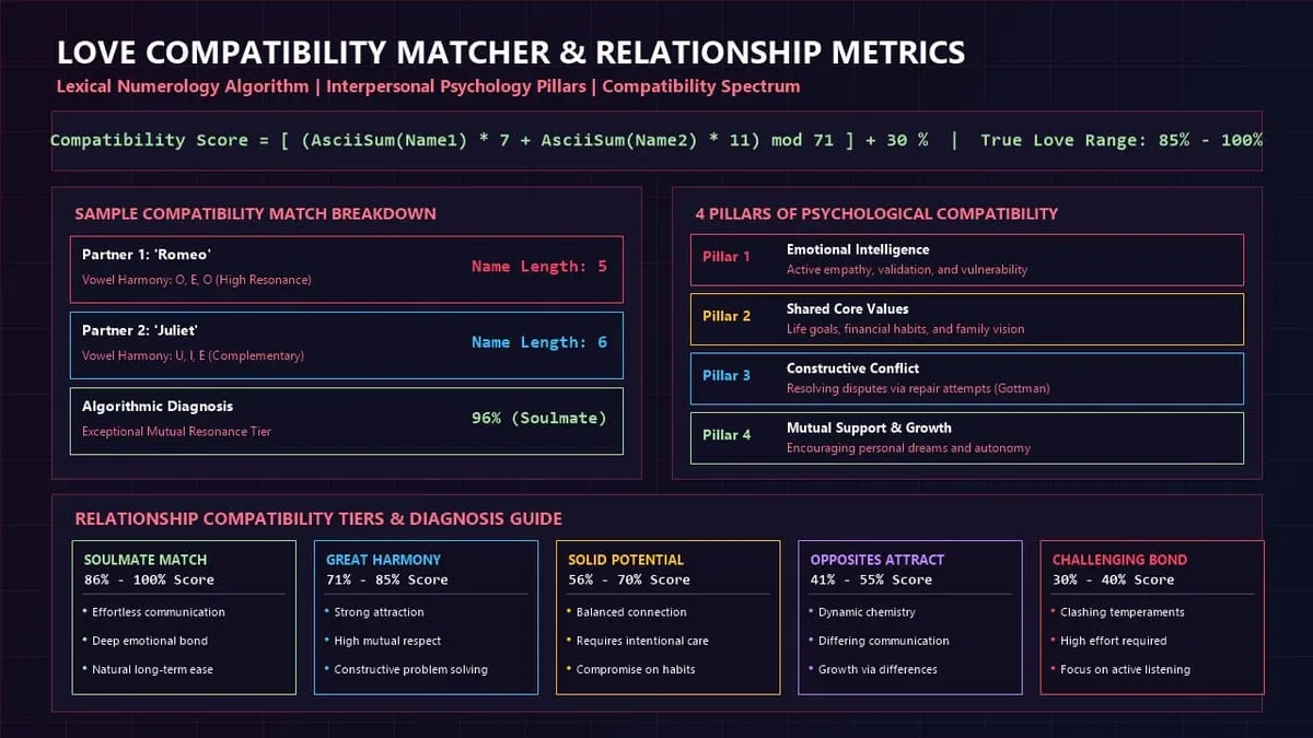 Love Compatibility Matcher Calculator Infographic
