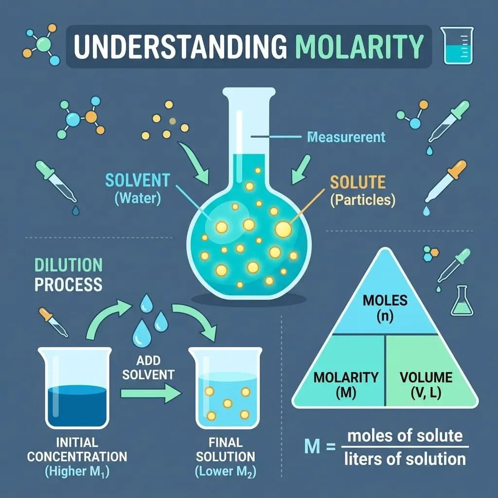 Understanding Molarity and Chemical Solution Dilution Infographic