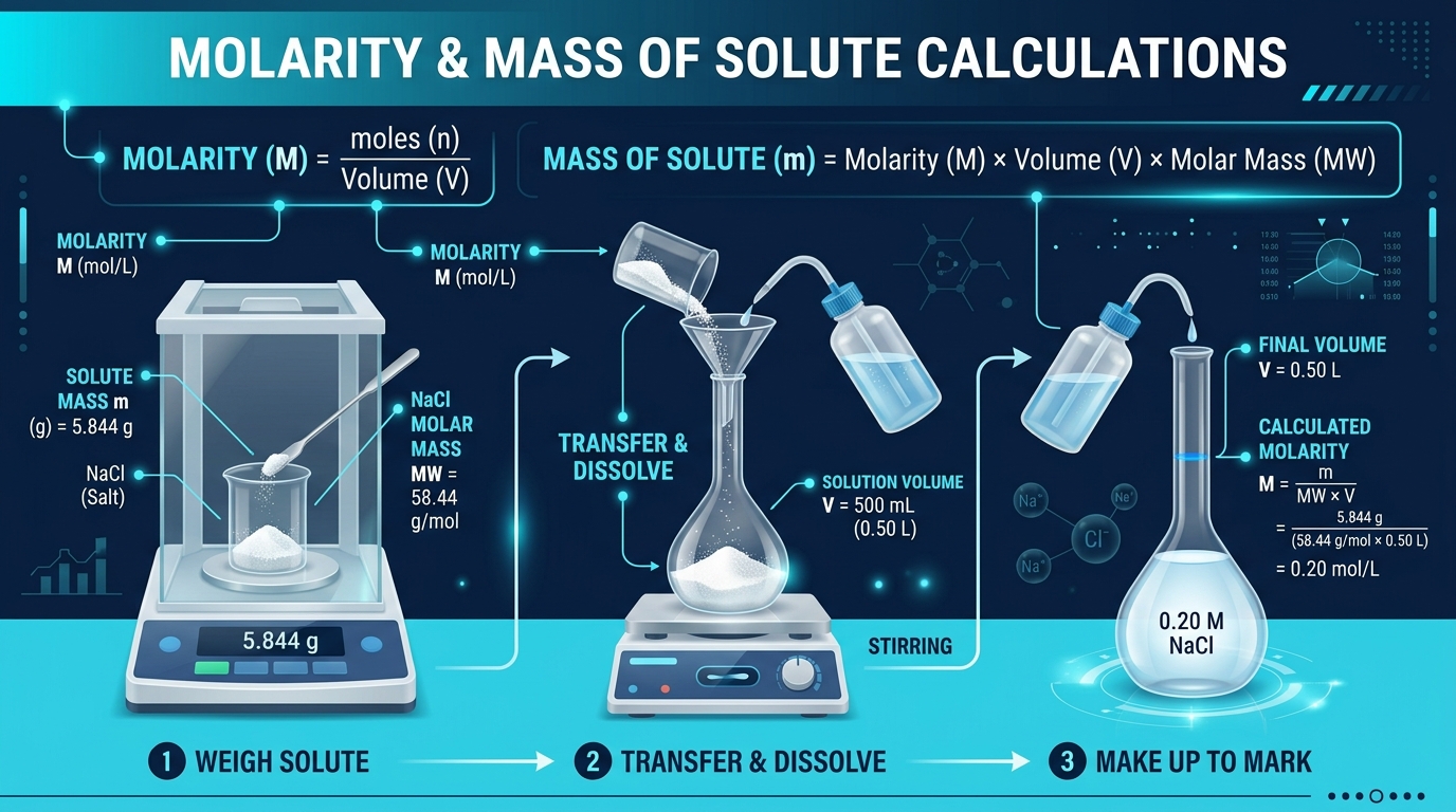 Molarity and Mass of Solute Calculations: Laboratory Preparation
