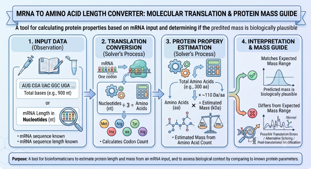 mRNA to Amino Acid Length Converter Infographic
