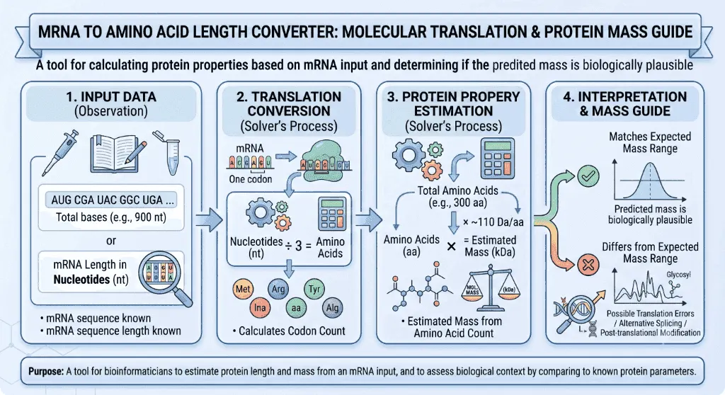 mRNA to Amino Acid Length Converter Infographic
