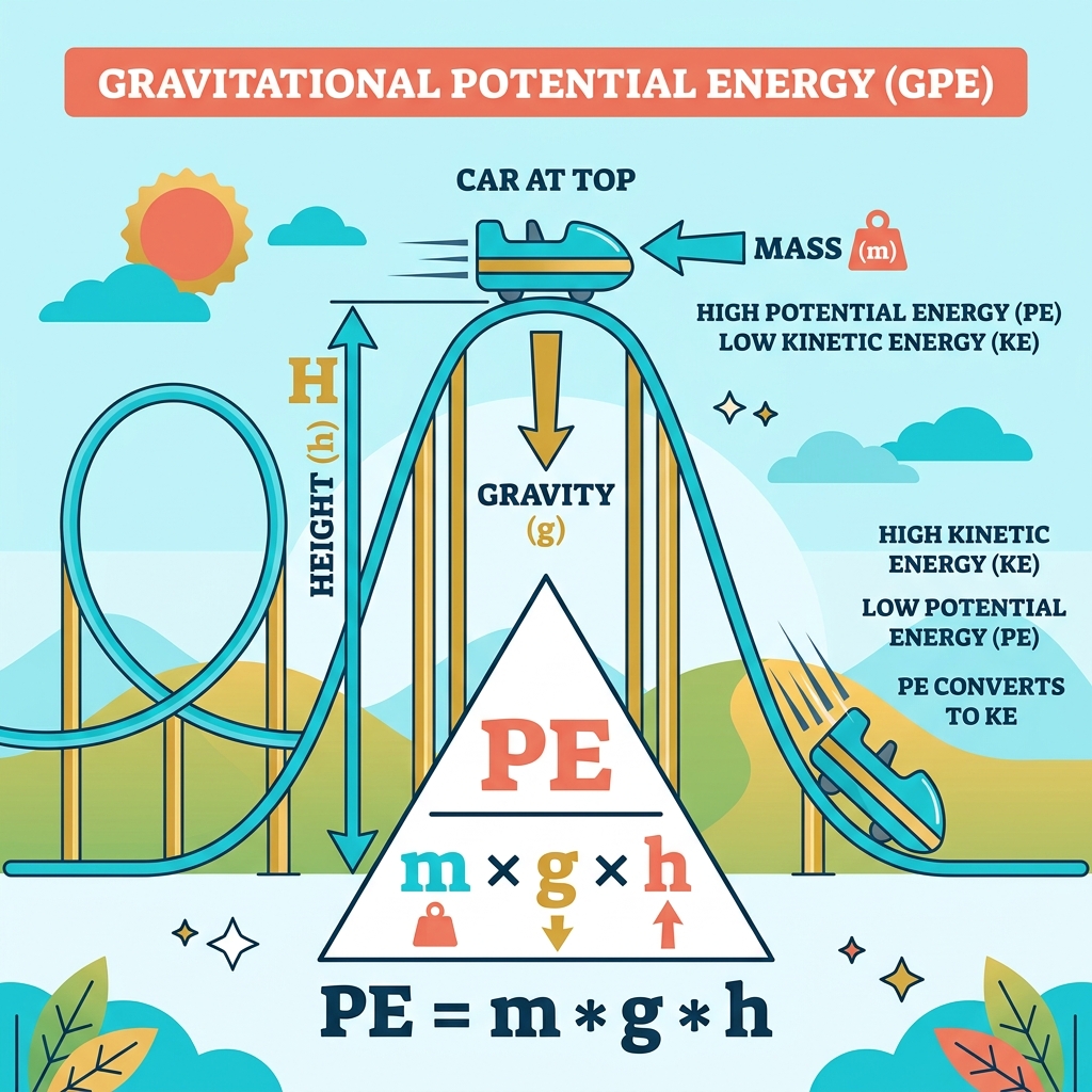 Gravitational Potential Energy Roller Coaster Infographic