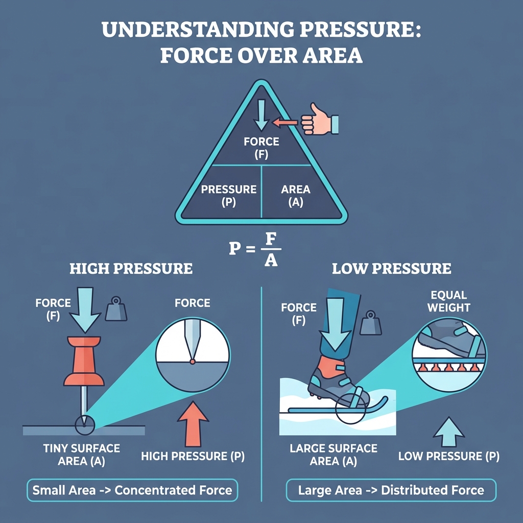 Pressure Force Over Area Infographic