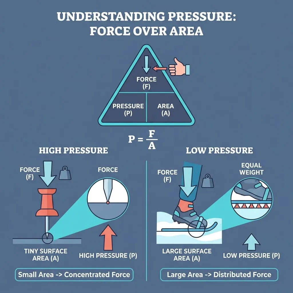 Pressure Force Over Area Infographic