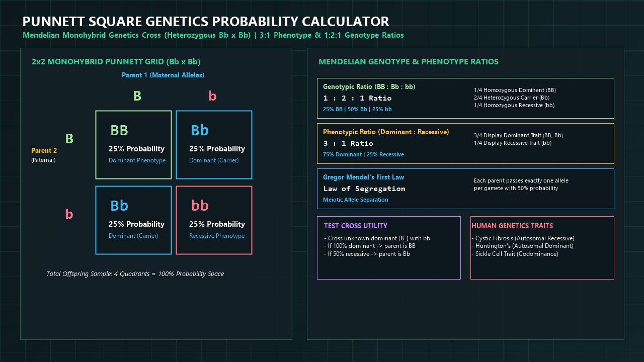 Punnett Square Genetics Probability Calculator Infographic