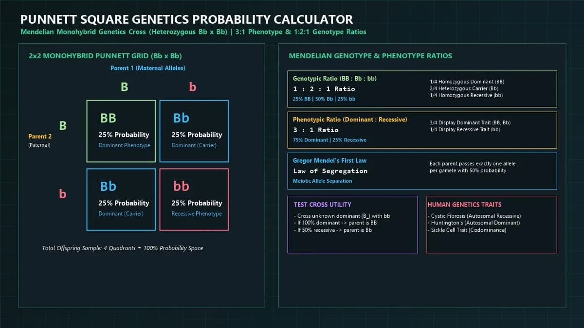 Punnett Square Genetics Probability Calculator Infographic