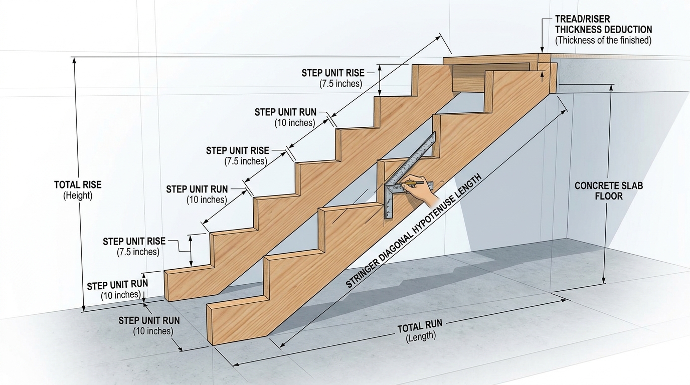Staircase Stringer Layout and Stair Framing Guide