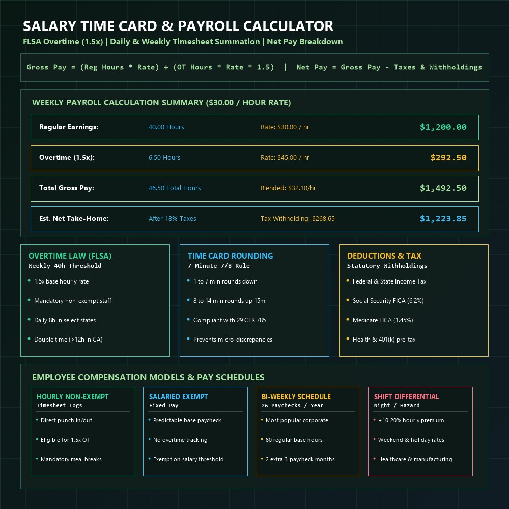 Salary Time Card Payroll Calculator Infographic