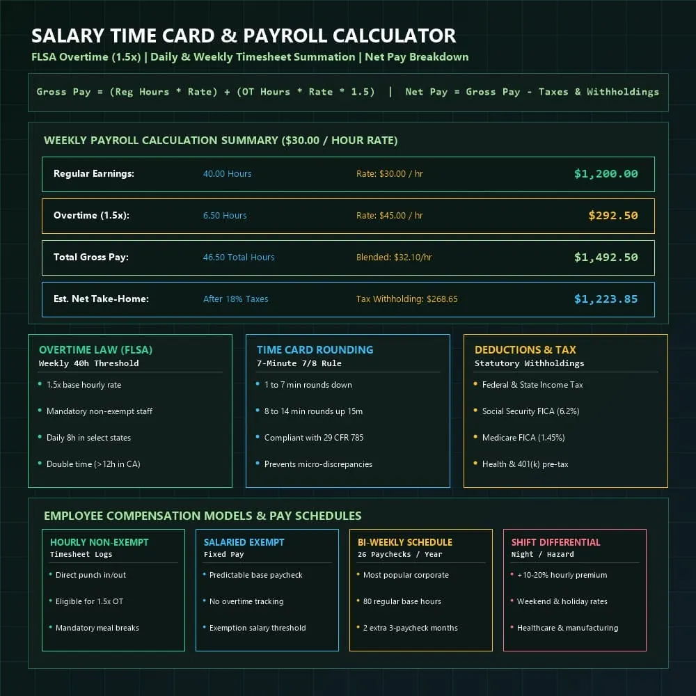 Salary Time Card Payroll Calculator Infographic