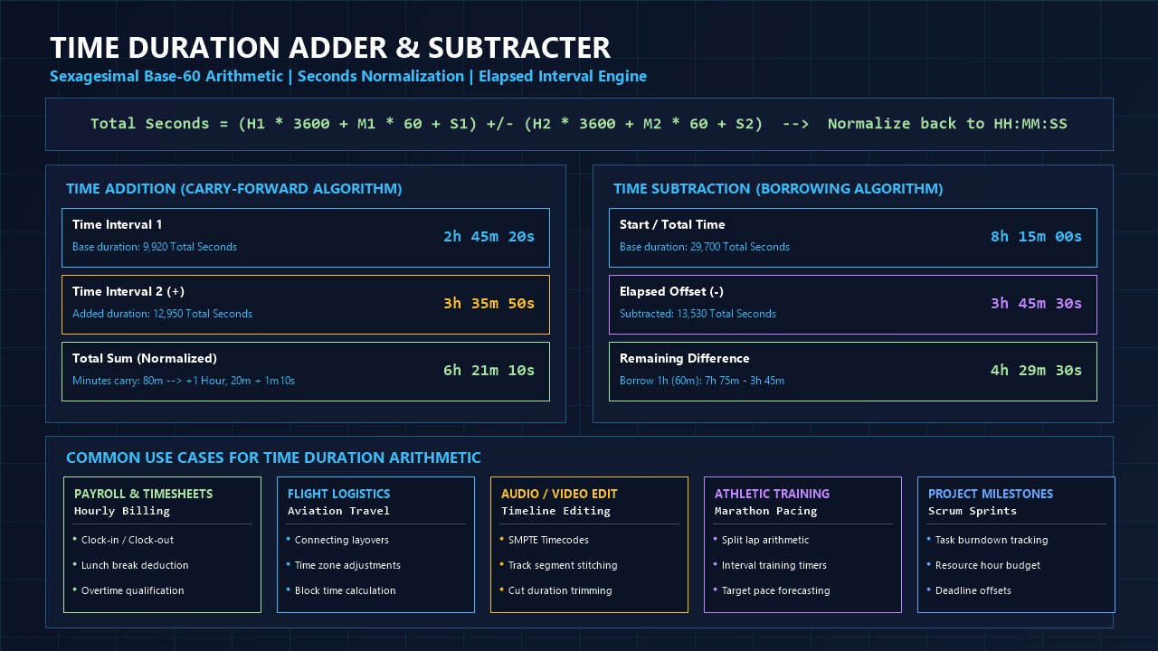 Time Duration Adder & Subtracter Infographic