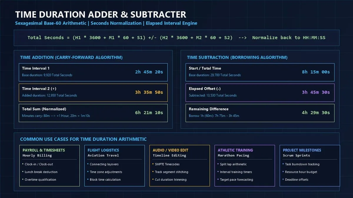Time Duration Adder & Subtracter Infographic