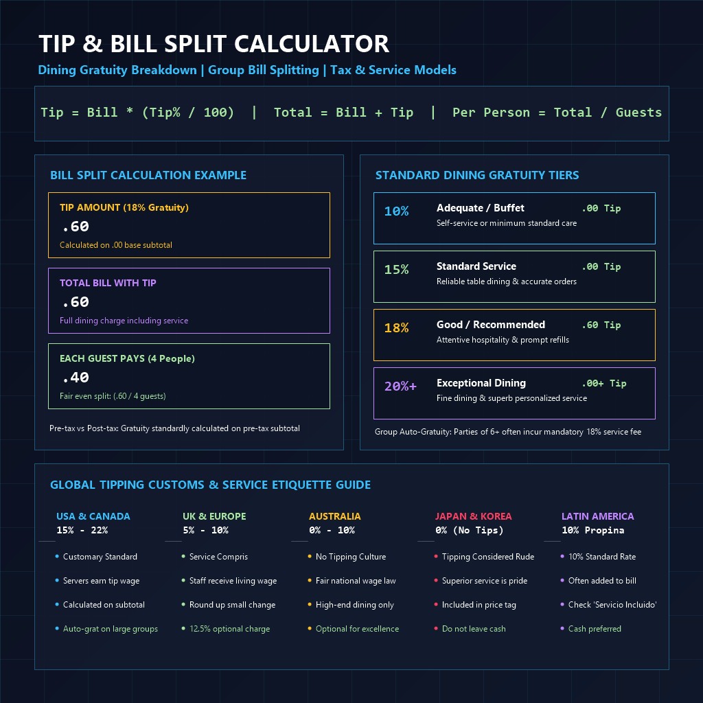 Tip and Bill Split Calculator Infographic
