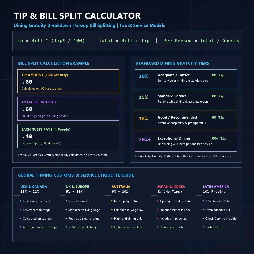 Tip and Bill Split Calculator Infographic