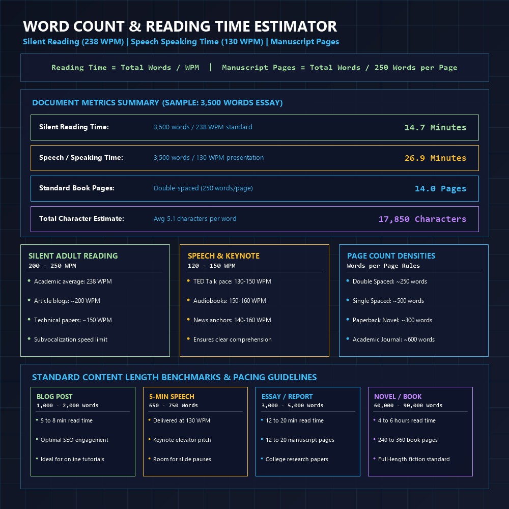 Word Count & Reading Time Estimator Infographic
