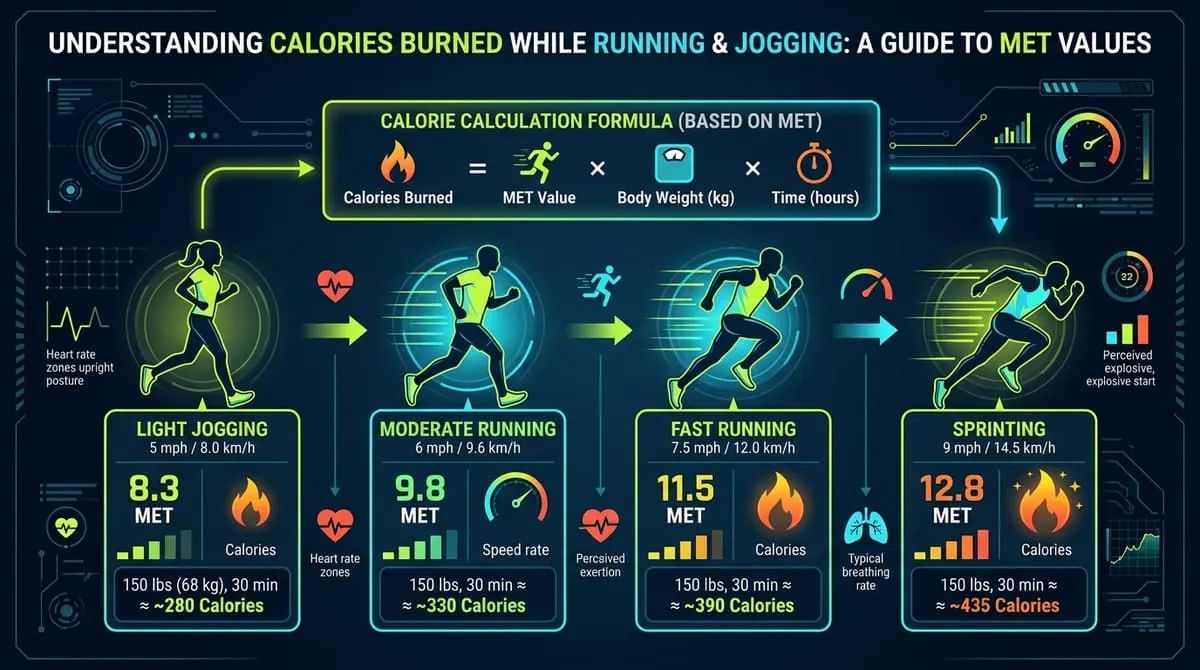 Understanding Calories Burned While Running and Jogging Infographic