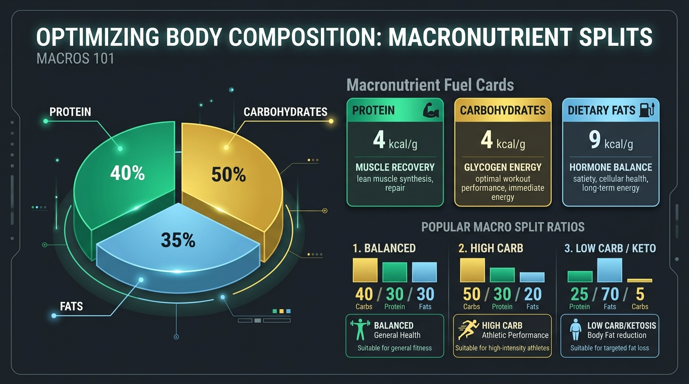 Optimizing Body Composition Macronutrient Splits Infographic
