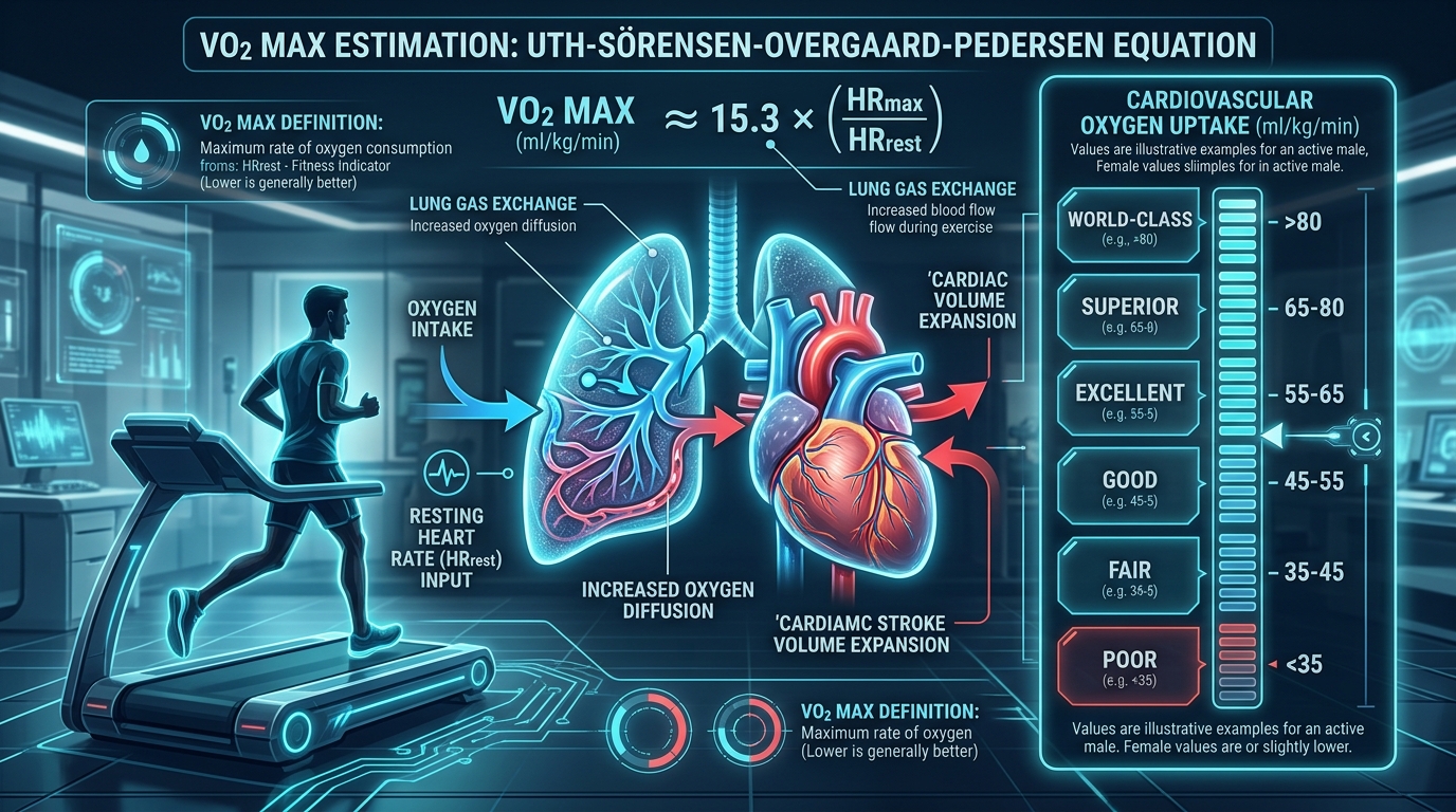 VO2 Max Estimation: Uth-Sørensen-Overgaard-Pedersen Equation Infographic