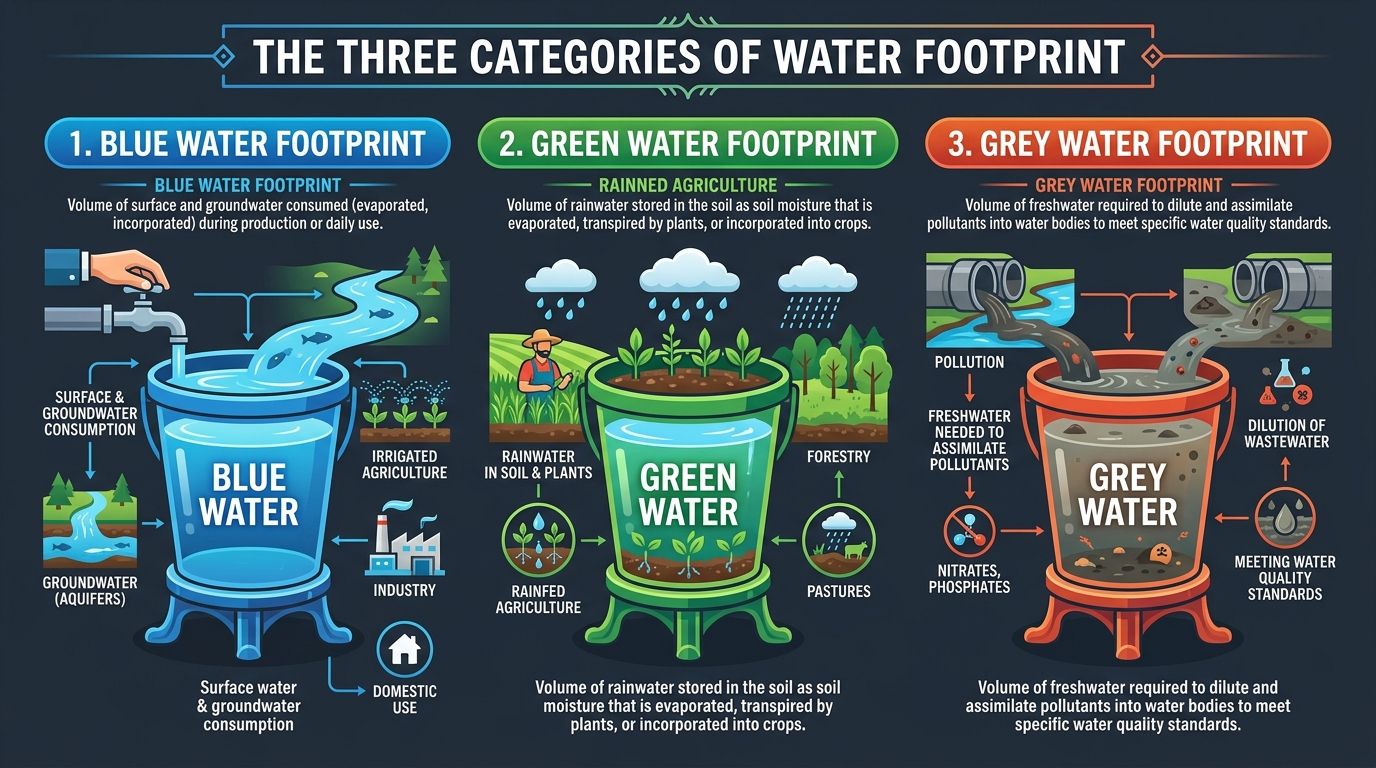 Blue, Green, and Grey Water Footprint Categories