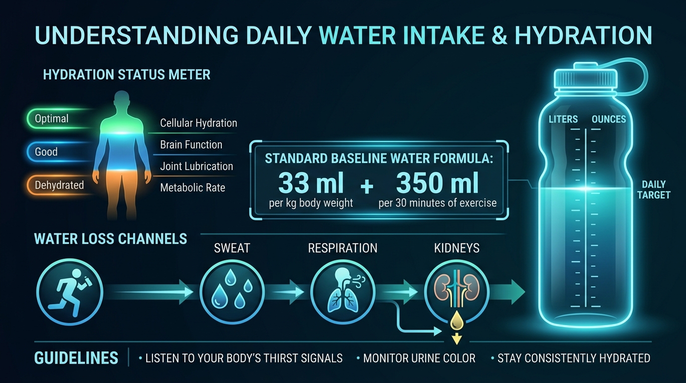 Understanding Daily Water Intake and Hydration Infographic