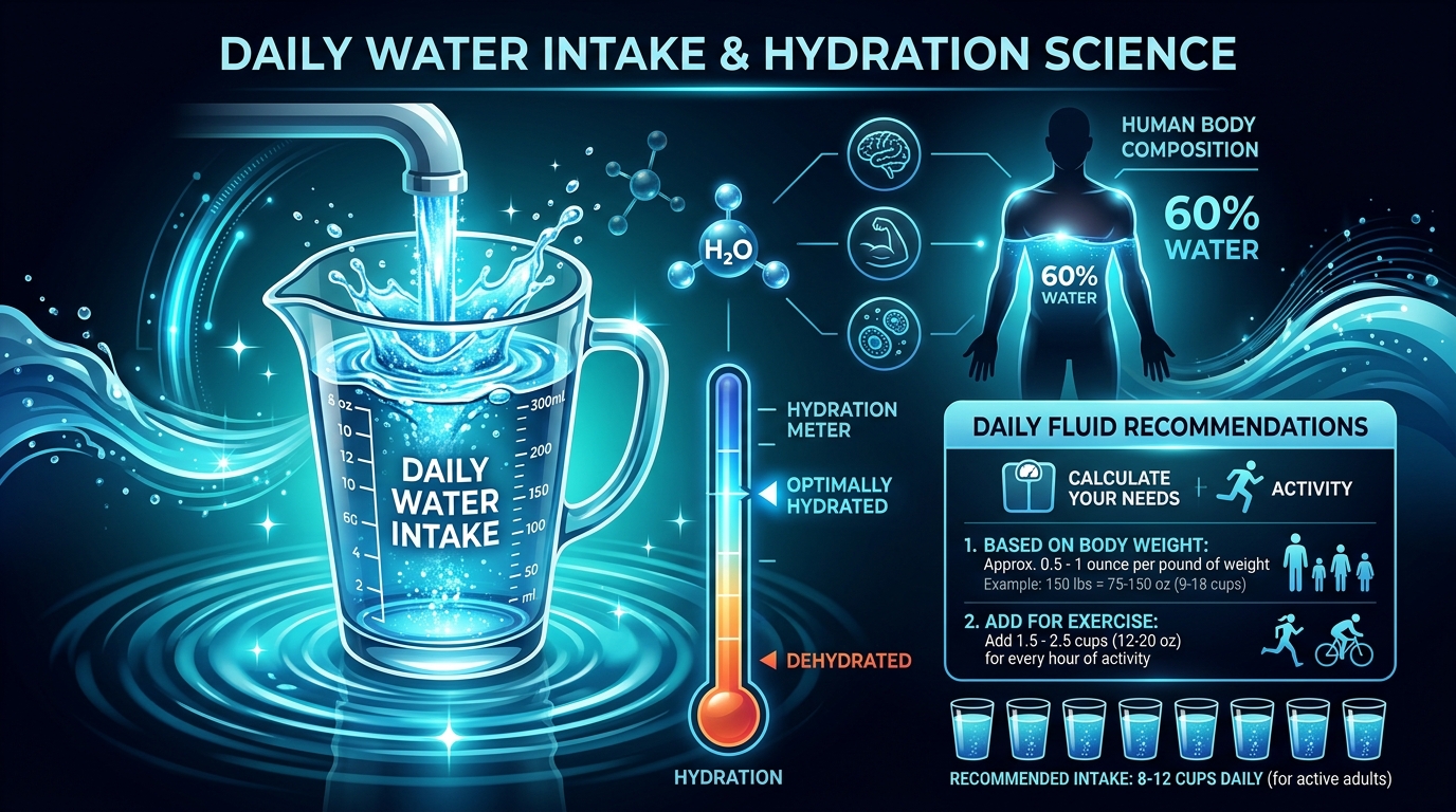 Daily Water Intake & Hydration Science Infographic